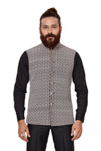 Load image into Gallery viewer, Ajay Arvindbhai Khatri Men's  Embroidered Fabric Regular Nehru Jacket Coffee Brown Color