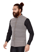 Load image into Gallery viewer, Ajay Arvindbhai Khatri Men's  Embroidered Fabric Regular Nehru Jacket Coffee Brown Color