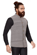 Load image into Gallery viewer, Ajay Arvindbhai Khatri Men's  Embroidered Fabric Regular Nehru Jacket Coffee Brown Color