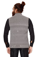Load image into Gallery viewer, Ajay Arvindbhai Khatri Men's  Embroidered Fabric Regular Nehru Jacket Coffee Brown Color