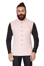 Load image into Gallery viewer, Ajay Arvindbhai Khatri Men's  Embroidered Fabric Regular Nehru Jacket Pink Color