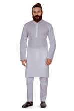 Load image into Gallery viewer, mens white color cotton embroidery kurta
