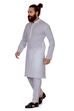 Load image into Gallery viewer, mens white color cotton embroidery kurta