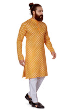 Load image into Gallery viewer, mens cotton printed yellow colour kurta
