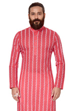 Load image into Gallery viewer, mens dark pink color cotton embroidery kurta
