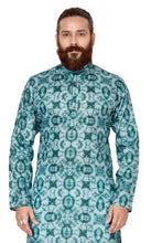 Load image into Gallery viewer, mens cotton printed bottle green colour kurta
