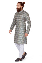 Load image into Gallery viewer, mens cotton printed green colour kurta