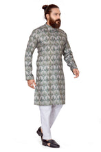 Load image into Gallery viewer, mens cotton printed green colour kurta