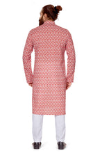 Load image into Gallery viewer, mens cotton printed red colour kurta