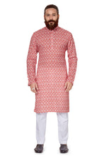 Load image into Gallery viewer, mens cotton printed red colour kurta