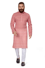 Load image into Gallery viewer, mens cotton printed red colour kurta
