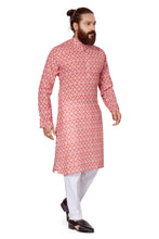 Load image into Gallery viewer, mens cotton printed red colour kurta