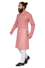 Load image into Gallery viewer, mens cotton printed red colour kurta