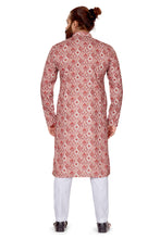 Load image into Gallery viewer, Ajay Arvindbhai Khatri Men's Cotton Printed Fabric Kurta Cream Red