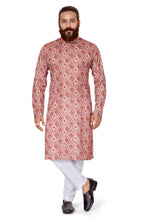 Load image into Gallery viewer, Ajay Arvindbhai Khatri Men's Cotton Printed Fabric Kurta Cream Red