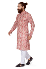Load image into Gallery viewer, Ajay Arvindbhai Khatri Men's Cotton Printed Fabric Kurta Cream Red