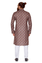 Load image into Gallery viewer, mens cotton printed coffee colour kurta