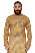 Load image into Gallery viewer, mens cotton printed yellow colour kurta