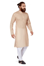 Load image into Gallery viewer, mens cotton printed gold colour kurta