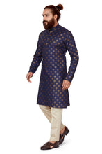 Load image into Gallery viewer, mens cotton printed blue colour kurta