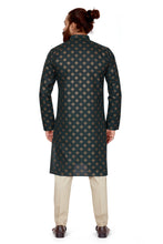 Load image into Gallery viewer, mens cotton printed dark green colour kurta