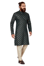Load image into Gallery viewer, mens cotton printed dark green colour kurta