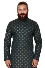 Load image into Gallery viewer, mens cotton printed dark green colour kurta