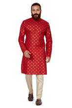 Load image into Gallery viewer, mens cotton printed red colour kurta