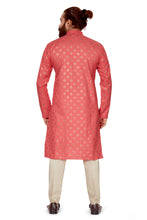 Load image into Gallery viewer, mens cotton printed dark pink colour kurta