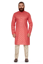 Load image into Gallery viewer, mens cotton printed dark pink colour kurta