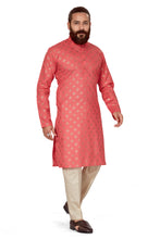 Load image into Gallery viewer, mens cotton printed dark pink colour kurta