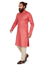 Load image into Gallery viewer, mens cotton printed dark pink colour kurta