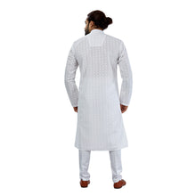 Load image into Gallery viewer, mens white color cotton regular kurta
