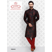 Load image into Gallery viewer, mens black colour printed kurta pajama set