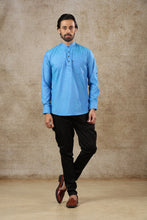Load image into Gallery viewer, mens blue colour short kurta