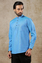 Load image into Gallery viewer, mens blue colour short kurta