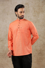 Load image into Gallery viewer, mens caret colour cotton short kurta