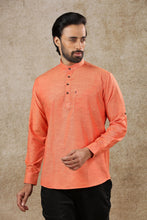 Load image into Gallery viewer, Ajay Arvindbhai Khatri Men&#39;s Caret Full Sleeve Cotton Short Kurta With Pocket
