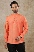 Load image into Gallery viewer, mens caret colour cotton short kurta