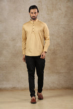 Load image into Gallery viewer, mens khaki color cotton short kurta
