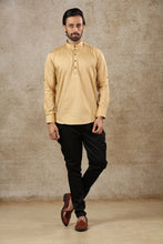 Load image into Gallery viewer, mens khaki color cotton short kurta