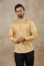 Load image into Gallery viewer, mens khaki color cotton short kurta