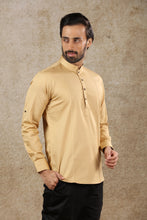Load image into Gallery viewer, mens khaki color cotton short kurta