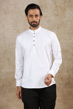 Load image into Gallery viewer, mens white color cotton short kurta
