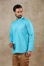 Load image into Gallery viewer, mens firoji color cotton short kurta