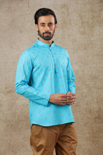 Load image into Gallery viewer, mens firoji color cotton short kurta