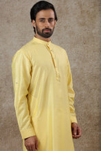 Load image into Gallery viewer, mens light yellow color kurta pajama set