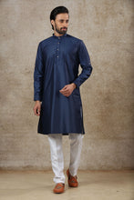 Load image into Gallery viewer, mens navy blue color kurta pajama set