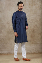 Load image into Gallery viewer, mens navy blue color kurta pajama set