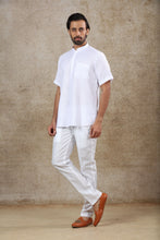 Load image into Gallery viewer, Ajay Arvindbhai Khatri Men&#39;s White Half Sleeve Cotton Short Kurta With Pocket
